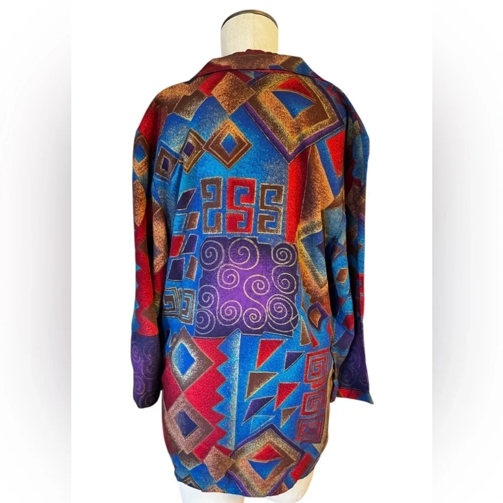 Michael Taylor Vintage Blue Purple Abstract Southwestern Lightweight Blazer Sz S